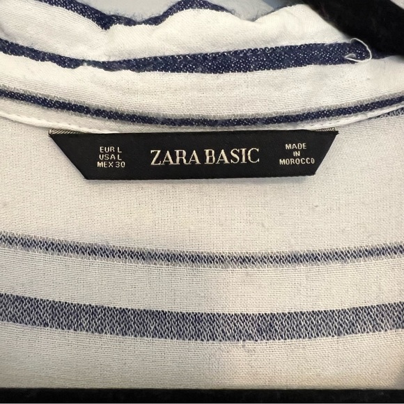 Zara Blue and White Striped Blouse - Picture 10 of 11